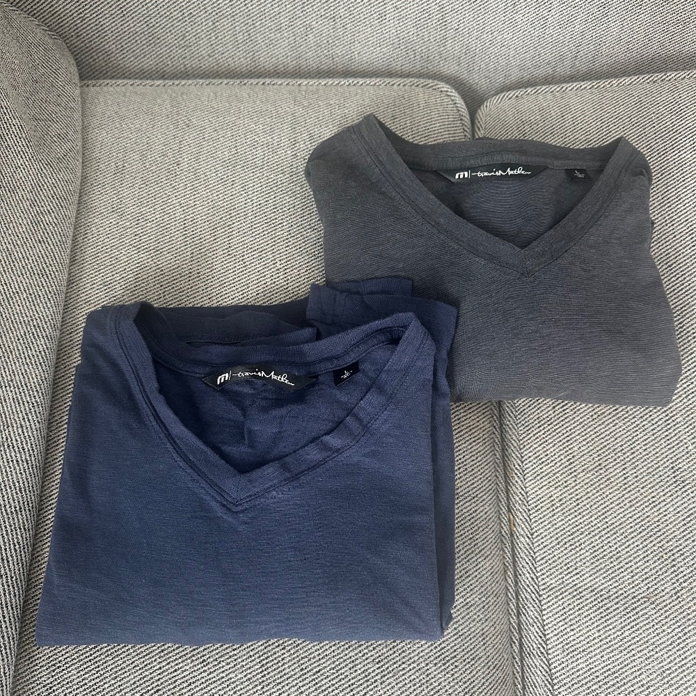 Travis Mathew Cloud V-Neck Tee - Men’s - Large - Bundle - Blue and Grey